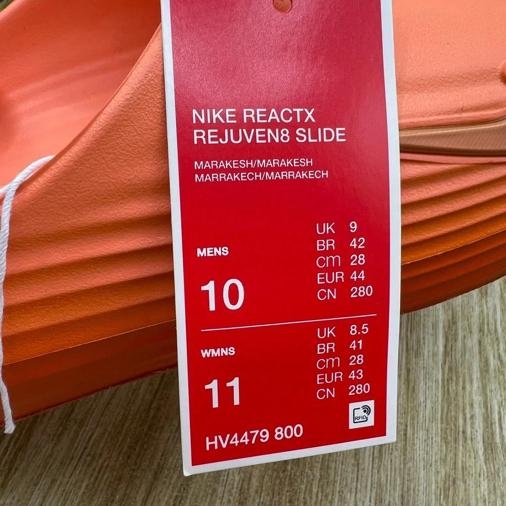 Nike ReactX Rejuven8 Slide Men's Size 10 Orange Marakesh Sandals HV4479-800 NEW